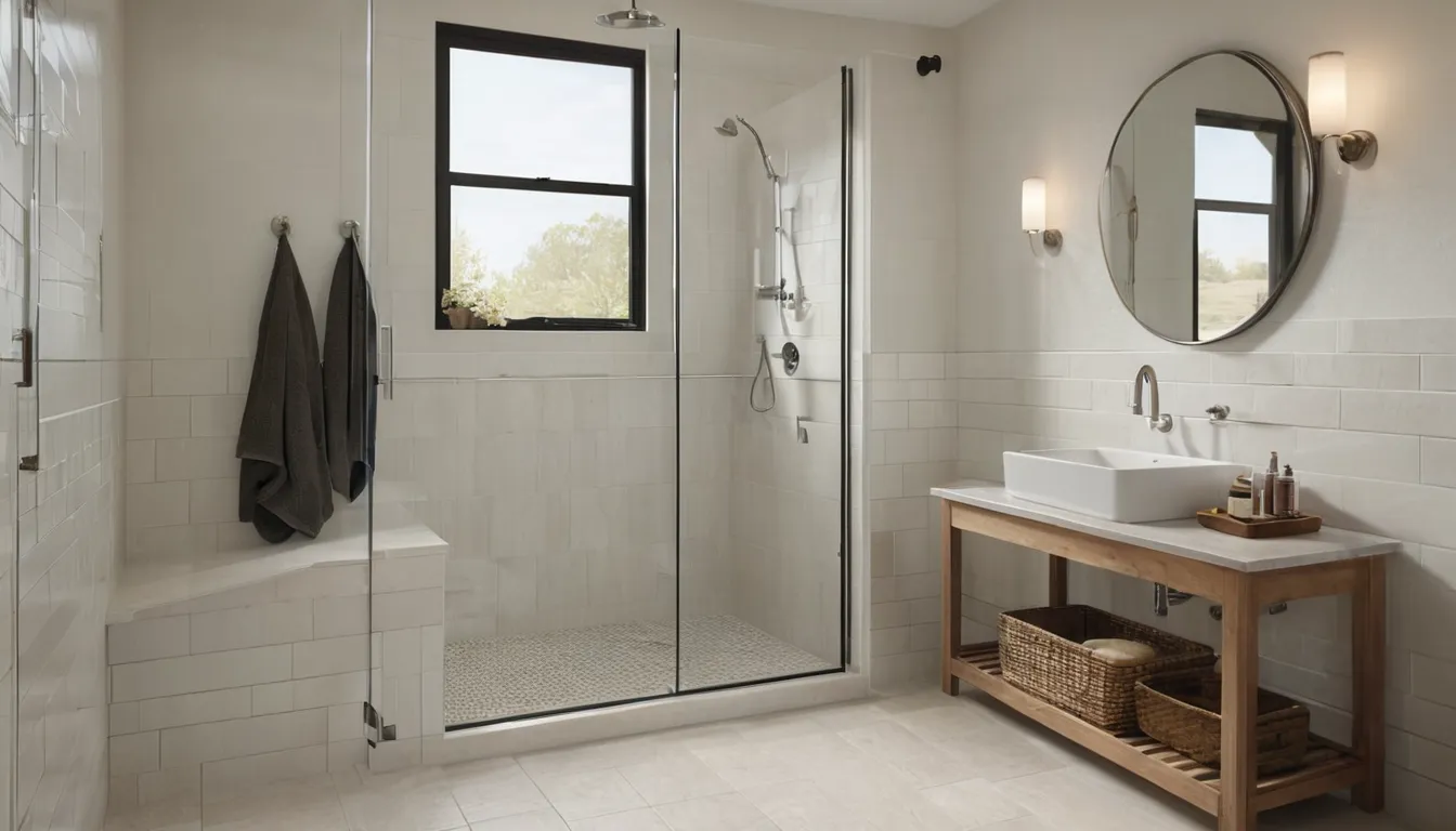 Bright bathroom in a the Scandia area home with a new low-step walk-in shower replacing an old tub